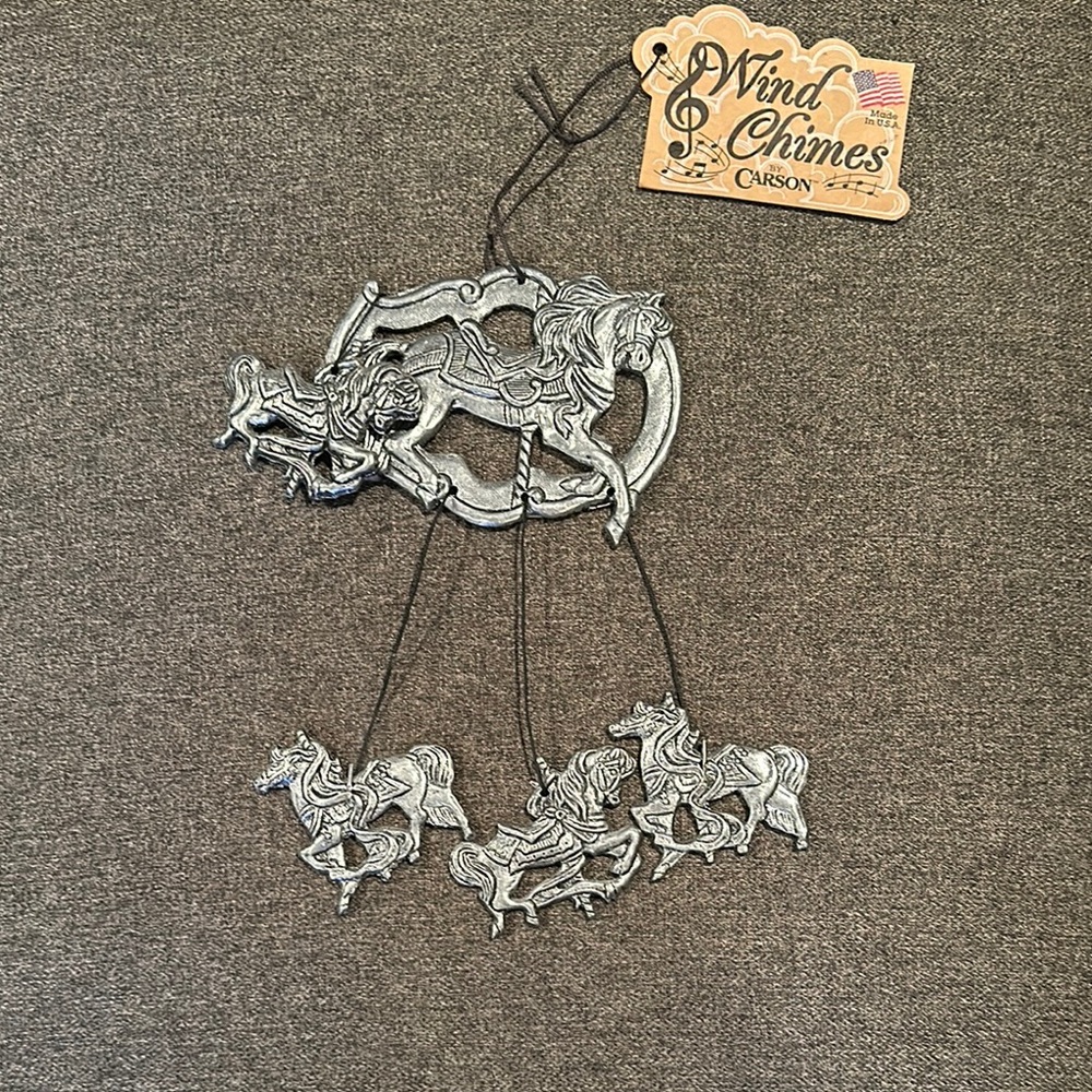 NWT! Vintage Carson Silver Horse Wind Chimes